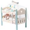 ROBOTIME Letto a castello per bambole in legno da 18, lettino per bambole trasformabile con scaletta e biancheria da letto, culla per bambole impilabile, regalo perfetto per bambini, blu