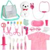 HOTUT Kit Veterinario Bambini Giocattolo,Kit Dottoressa con Peluche Cane,Giocattolo Veterinario con Camice da Medico,Regalo per Giochi di Ruolo a Partire dai 3 Anni in su,Rosa