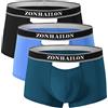 BIATWOWR Boxer da uomo multipack morbidi aderenti in rete elastica biancheria intima sportiva boxer con apertura superiore anti-mosca, Confezione da 3: multi-d, L