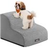 Feandrea Scala a 2 Gradini per Cani, Pendenza per Letto, Divano, Scaletta per Animali Domestici Impermeabile e Antiscivolo, Copertura Sfoderabile e Lavabile, Maniglia, Grigio Tortora PPS002G01