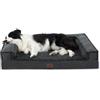 Bedsure Cuccia ortopedica per cani di taglia grande - Cuscino, cesta e divano per cani con schiuma alveolare a forma di uovo, letto morbido 89x64x15 cm, copertura removibile e lavabile, grigio