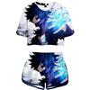 Silver Basic Hero Stampato con Himiko Toga Deku Crop Top T-Shirt e Shorts Estiva Abbigliamento,Manga-7-2,XL