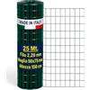 M.I. Rete Zincata e Plastificata Verde, Maglia 50x75mm, Altezza a scelta: 100cm/125cm/150cm, Rotolo da 25 Metri, Filo da 2,2mm. Recinzione Giardino, Animali, Orto, Terreno. Made in Italy (Altezza 150cm)