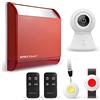 Wolf Guard Wolf-Guard Allarme WIFI wireless (110dB), controllo dell'applicazione tuya, batteria integrata, kit di allarme domestico con telecamera ad alta definizione, pulsante SOS di emergenza, telecomando