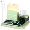 COLSUR Caricatore 5 in 1 Wireless per Apple Stazione di Ricarica Rapida per iPhone 17/16/15/14 AirPods iWatch Samsung Lampada da comodino touch senza fili 3 funzioni sveglia stazione di ricarica 15W