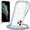 Oelrstfe Cover con Cordino per iPhone 11 Pro Max, Trasparente Silicone Custodia con Regolabile Collana Laccio Tracolla, Antigraffio Proteggere Case Corda per iPhone 11 Pro Max, Blu