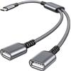 BASESAILOR Cavo USB Splitter Y 1M,Filo Prolunga USB A 1 Maschio a 2 Dual Femmina,Doppia Porta Multipresa USB Sdoppiatore,Caricatore Dati Adattatore Alimentazione per Mac,Auto,Xbox One,PS5,PC,iPhone 17