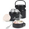 Dreamhigh® Termos per Alimenti 800 ml, Contenitore Termico per Alimenti Caldi con Maniglia, Portavivande Termico Acciaio Inossidabile con Cucchiaio, per Zuppa, Pasta (Nero)