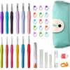 RealPlus Uncinetto Set in Gomma, 12pz Generic Uncinetti con 29 Accessori, Crochet kit di Dimensioni Complete, kit uncinetto per Principianti, Regalo per Ragazze con Scatola (Verde-44pz)