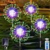 Joycome Luci Solari 4 Pezzi Lampioni da Giardino Esterno Solari, 120 LED Paletti da Giardino IP65 Impermeabile Lampada Solare Terra Luci per Prato Vialetto Scala Paesaggio (Multicolore)