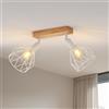 LVWIT Faretti LED da Soffitto Orientabili Bianco, Faretto da Interno con 2 Lampadine LED E14, Base di Legno, Faretti Soffitto Retrò per Barra, Salotto,Cameretta, Cucina (Lampadine Escluse)
