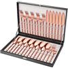 Velaze Set di posate da 30 pezzi in acciaio inox, 18/10 Premium per 6 persone con cucchiaio, forchetta, coltello, cucchiaio e cucchiaino (oro rosa)