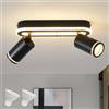 SANSHI Faretti da Soffitto Orientabili Interno LED 2 Luce,Faretti da Parete con Inferiore 15W+2x5W,GU10 Lampadario Faretti,Moderna Plafoniera Faretti Bianco Caldo 3000K per Cameretta Cucina Barra,Nero