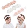 IYOU Fasce floreali per bambine con nastro in grosgrain fascia per capelli rosa accessori per capelli per feste matrimoni servizi fotografici (confezione da 3)