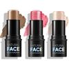 Nurvidis Stick Contouring Viso, Evidenziatore Viso Stick E Blush Stick, 3 Pezzi Stick Per Trucco Versatile, Blush Contouring In Stick Illuminante, Blush Highlight Contouring Viso Set, Crea Un Trucco Leggero(A)