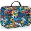 Clastyle Borsa Termica Porta Pranzo Bambini Scuola Graffiti di Strada Borsa Frigo Piccola Ragazzi Portatile,Segno delle Parole