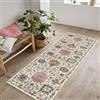 artyrugs Tappeto Lavabile in Lavatrice, 80x150cm, 75% Cotone Riciclato, Pelo Corto, Fondo Antiscivolo, Tappeti per Soggiorno, Camera da Letto, Cucina, Corridoio, Ufficio, Avorio & Rosa