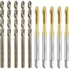 QUARKZMAN Set di Punte e Maschi per Filettare, 5pz M4 x 0.7 Maschi Metrici a Spirale con Punto di Filettatura & 5pz Punte da Trapano a Spirale da 3.3mm, HSS-6542/M35