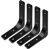 ZiYuya 4 Staffe per Mensole, Supporto per Mensola, Staffe a Muro per Mensole, Staffe a Staffe mensola, Staffa a L per Mensola angolo retto, Staffa Mensola per Capannone, Libreria 4 Inch Nero