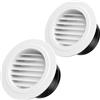Hon&Guan 2 Pezzi Griglia di Ventilazione Rotonda Ø 100mm, Griglia Aerazione In Plastica, con Protezione contro gli insetti, per Condizionatore Garage Parete Esterna Canali Aspirazione Soffitto Ufficio