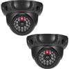 JIZZU 2 Pezzi Telecamera Finta da Esterno con Led, Telecamere Finte Impermeabile e Girevole, con LED Rosso Lampeggiante, per il Montaggio a Parete o A soffitto, per Esterni(Nero)