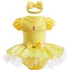 HIHCBF Neonata Costume di Carnevale Vestito da Principessa Bella Pagliaccetto per Bimba Compleanno Festa Halloween Cosplay Natale Abitini per Bambina con Archetto 3-6 mesi