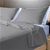 Ipersan Set Completo Lenzuola Singolo, 100% Cotone Percalle, 1 Lenzuolo da sopra 160x290cm + 1 Lenzuolo da sotto 90x200cm + 1 Federa 83x52cm, Tinta Unita Double Color con Sbieco Coordinato