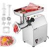 VEVOR Tritacarne Elettrico Capacità 4,17 kg/min, Tritacarne da Tavolo da 1100 W con Lama Piastra di Macinazione, Macchina per Salsicce Commerciale in Acciaio Inox per Cucina Ristorante Hotel