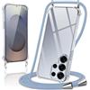 Oelrstfe Cover con Cordino per Samsung Galaxy S25 Ultra, Trasparente Silicone Custodia con Regolabile Collana Laccio Tracolla, Antigraffio Proteggere Case Corda per Samsung S25 Ultra, Blu