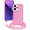 FERLAN Cover compatibile con Xiaomi Redmi Note 13 Pro Plus 5G,Custodia con Laccio Collana Tracolla Collo Liquido Silicone Antiurto TPU Antiurto AntiGraffio Protettiva Case,Rosa