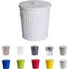 Jinfa | Piccolo bidone della spazzatura in metallo con manici e coperchio | Bianco | Ø 21,5 cm, h 21,5 cm | Capienza 7 litri