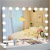 BEAUTME Hollywood Specchio Trucco con Luci, 91x62 cm Specchio Trucco con 16 Lampadine LED, 3 modalità di Illuminazione, Controllo Touch,10X Ingranditore, Montaggio su tavolo o a parete,Nero