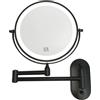 Yarhom Specchio ingranditore cosmetico con luci a LED, ingrandimento Fronte-Retro 1X/10X, Specchio Ricaricabile da Parete per Il Bagno per la rasatura del Trucco (Nero,Ingrandimento 10X)