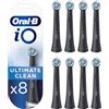 Oral-B iO Ultimate Clean Testine Spazzolino Elettrico, Confezione da 8 Testine di Ricambio Nere, Rimuove il 100% della Placca, Progettate per il tuo Oral-B iO, Adatto alla Buca delle Lettere