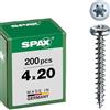 SPAX, A9J, Vite universale, testa semi-rotonda, T-STAR plus, 4 Cut, filettatura piena, 200 pezzi, 4,0 x 20 mm, Zincato lucido