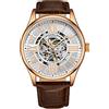 Stuhrling Original Orologio da uomo con scheletro atrio automatico a carica automatica, meccanico, con cinturino in pelle di alta qualità