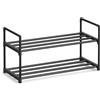 SONGMICS Scarpiera a 2 Ripiani, Scaffale Portascarpe, Organizzatore in Metallo, per 4-6 Paia di Scarpe, Impilabile, Corridoio, Soggiorno, Camera da Letto, 30 x 68 x 33,8 cm, Nero LSA202B01