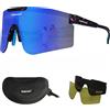 OUTDOORSPARTA TR90 Telaio Polarizzato Occhiali Da Sole Sportivi Ciclismo Occhiali & Occhiali Antivento Per Uominie Donne(3. Tempio Nero, Lente Blu)