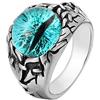 HIJONES Anello da Uomo in Acciaio Inox con Gemma Occhio Blu Argento Misura 25