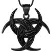 Hipunk Collana con nodo celtico con ciondolo vichingo - Triskelion celtico nordico triplo Odino corna a mezzaluna di corno di odo, amuleto triskelion in peltro protezione tribale vichingo triskele, Metallo