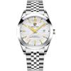 TYBERLEY BENYAR BY5209 Orologio meccanico automatico da uomo 40MM Cinturino in acciaio inossidabile impermeabile Luminoso Orologio casual da uomo Data (Bianco)