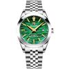 TYBERLEY BENYAR BY5209 Orologio meccanico automatico da uomo 40MM Cinturino in acciaio inossidabile impermeabile Luminoso Orologio casual da uomo Data (Verde)