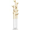 HOMCOM Appendiabiti da Terra di Design con Portaombrelli e 13 Ganci, Metallo e Bambù, 30.5x30.5x174.5cm, Legno e Bianco|Aosom