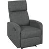 HOMCOM Poltrona Moderna con Reclinazione Manuale 145° max Rivestita in Ciniglia Grigia, 69x91x101 cm | Aosom Italy
