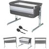 Bebeconfort Calidoo, Culla Neonato Fianco Letto 2 in 1, 0-6 Mesi (0-9 kg), Culla Co-sleeping Reclinabile, 5 Altezze, Ampio Materasso Imbottito, Pannelli a Rete, Lato Facile da Aprire, Gray Mist