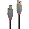 LINDY Cavo USB 3.2 da 5 m da tipo A a tipo B - Spina USB tipo A a spina tipo B, 5 Gbit/s, linea Anthra
