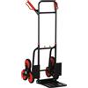 Durhand Carrello Portapacchi Pieghevole 120 kg max con Maniglia Estraibile, Carrello da Trasporto in Acciaio, PP e TPR, 60x45x109 cm, Rosso e Nero
