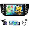 Motorsi Carplay Autoradio per Fiat Punto 10-16 Linea 12-15 con Android Auto, 2GB+64GB Android Bluetooth Car Stereo Schermo con GPS/WiFi/RDS/FM/SWC/USB/Mirror Link+AHD/CVBS Telecamera Posteriore