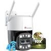 Ctronics 3G/4G LTE Doppio Obiettivo Telecamera Esterno con Zoom Ibrido 10X, PTZ Telecamera 1080P, Rilevamento di Persone/Veicoli e Tracciamento Automatico, Visione Notturna a Colori, Audio Bidire