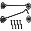 SZXMDKH 2 Pezzi Gancio Finestra,Gancio per Cabina in Acciaio Inossidabile Nero,Serratura a Gancio per Cancello,con Viti di Montaggio per Cancello Del Capannone o Porta Del Garage(15cm)